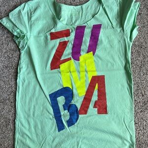 Zumba Fitness Mint Green Tee with Multicolor Lettering
